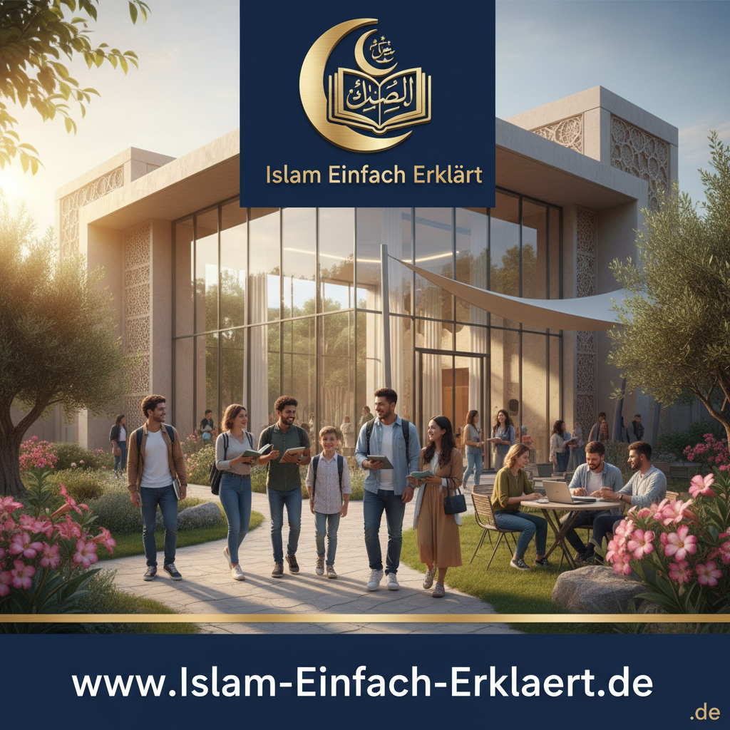 Menschen unterschiedlicher Herkunft begegnen einander vor einem Bildungszentrum